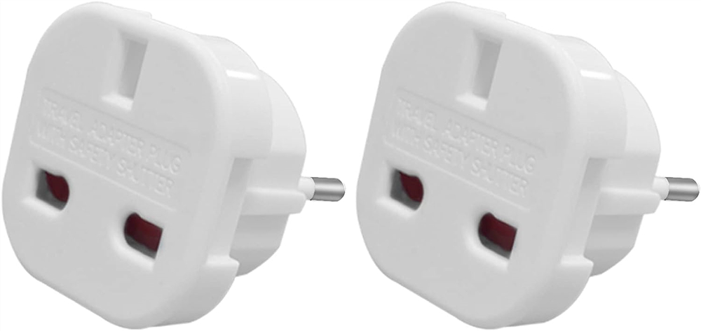 Jsdoin EU Travel Adapter, UK to European Plug Adapter, Europe Converter Type C, E, F for Spain, France, Italy, Portugal, Germany, Netherlands, Greece, Poland, Turkey and More（pack2)