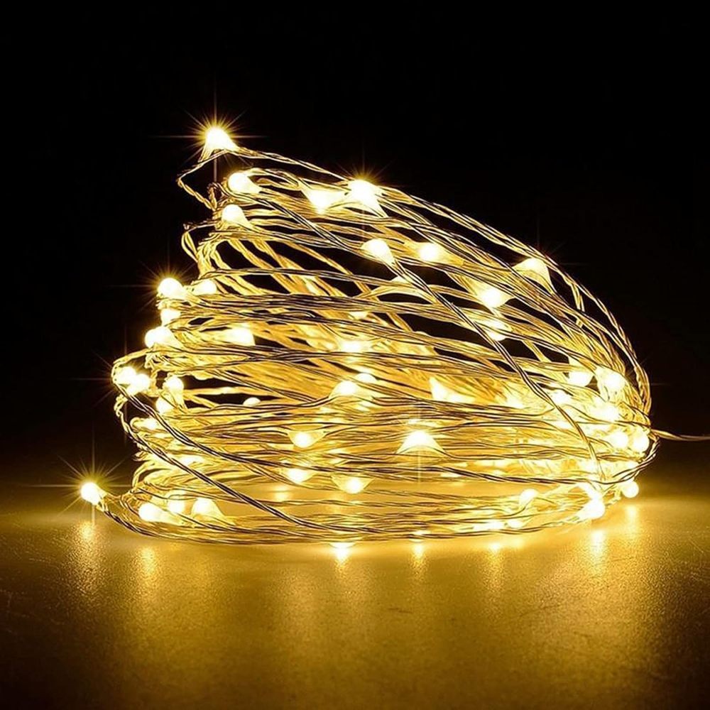 Jsdoin Fairy Lights, 1 PCS 100 LED Battery Operated String Lights Copper Wire Light for Indoor Outdoor Lighting, Bedroom, Wedding Decor, Party, Christmas, Tree Decoration(10M/33ft，WarmWhite)